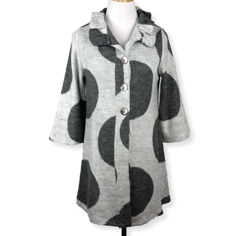 Andria Lieu XS Woman’s Cardigan Polka Dot Gray